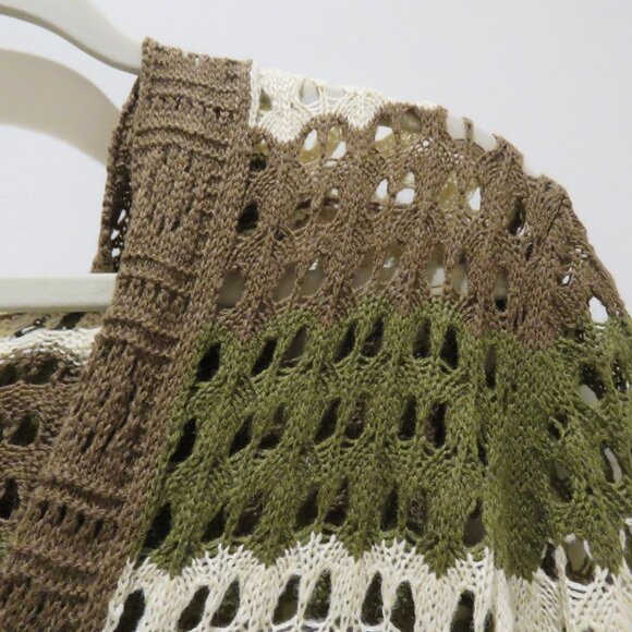 DOLLS KILL DELIA'S Striped Stunner Crochet Knit Cardigan Khaki Punk Goth NWT - Picture 6 of 15